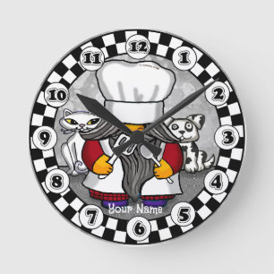 Chef-Gnom Runde Wanduhr