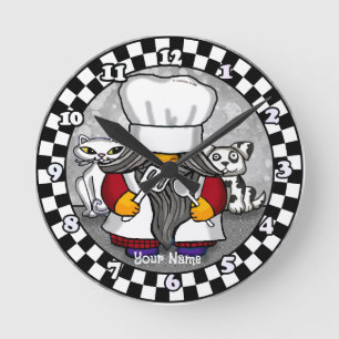 Chef-Gnom  Runde Wanduhr