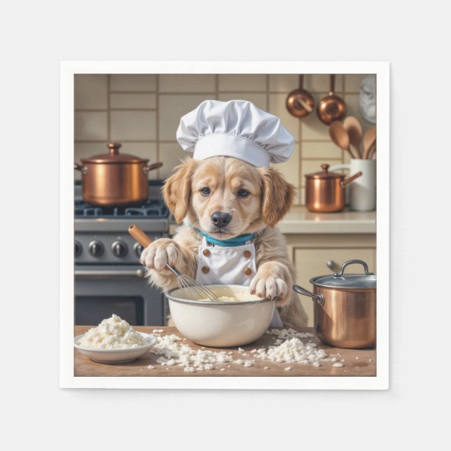 Chef Golden Retriever Welpe  Serviette (Vorderseite)