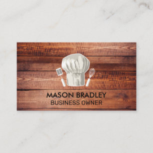 Chef Hat   Wooden Boards Business Card Visitenkarte