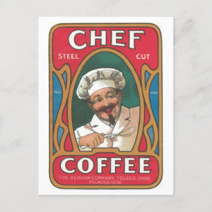 Chef Kaffee Vintage Art Nouveau Küche Feiertagspostkarte