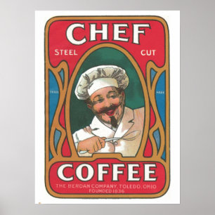 Chef Kaffee Vintage Art Nouveau Küche Poster