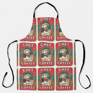 Chef Kaffee Vintage Art Nouveau Küche rot blau Schürze
