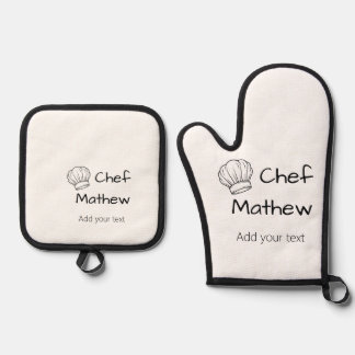 Chef Koch fügt Namen Text Männer Küche Bäckerei Ofenhandschuh & Topflappen-Set