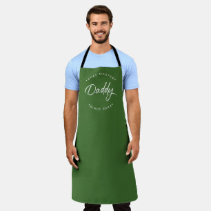 Chef Master Daddy Personalisiert Jahr Modern grün  Schürze