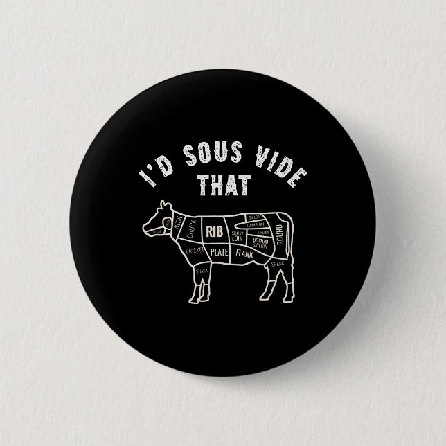 Chef Metzger Koch Bbq Ich Würde Diese Kuh Rindflei Button (Vorderseite)