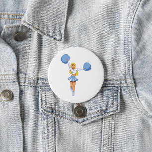 Chef mit Blue Pom Poms Button