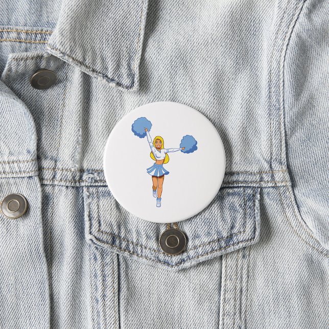 Chef mit Blue Pom Poms Button (Von Creator hochgeladen)