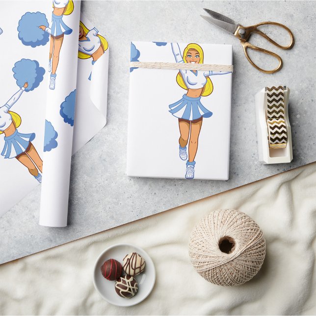 Chef mit Blue Pom Poms Geschenkpapier (Von Creator hochgeladen)