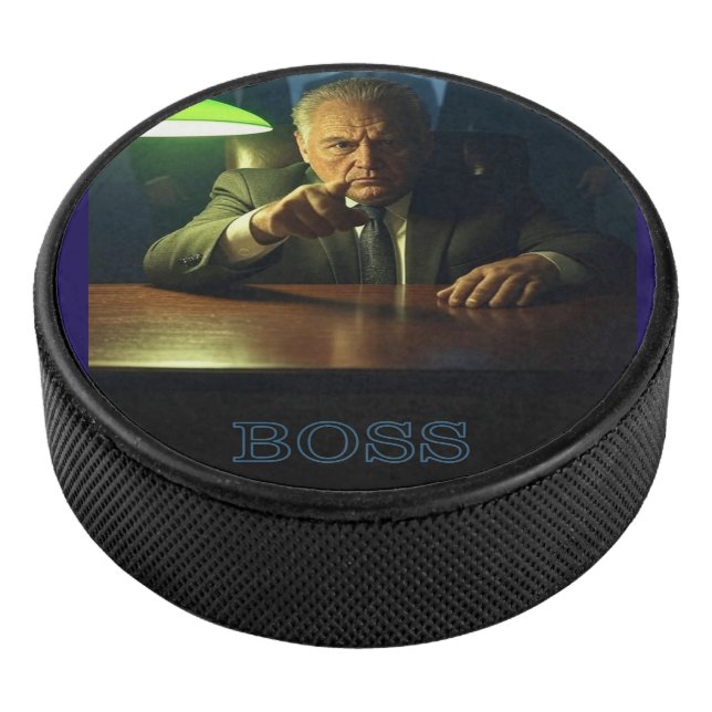 Chef mit Hockey-Puck-Text Eishockey Puck (3/4)
