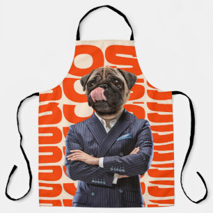 Chef mit Hundekopf und gekreuzten Händen Schürze