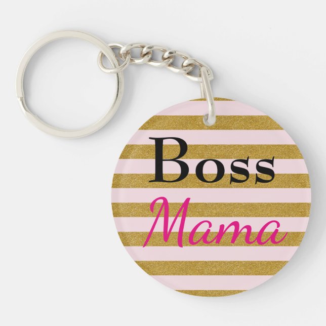 Chef-Mutter Striped Keychain Schlüsselanhänger (Vorderseite)