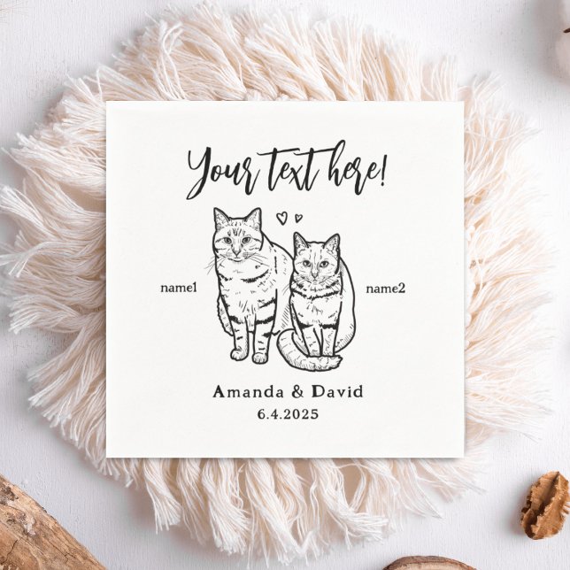 Chef Niedlich 2 Katzen Zeichnend Personalisiertes  Serviette (Von Creator hochgeladen)