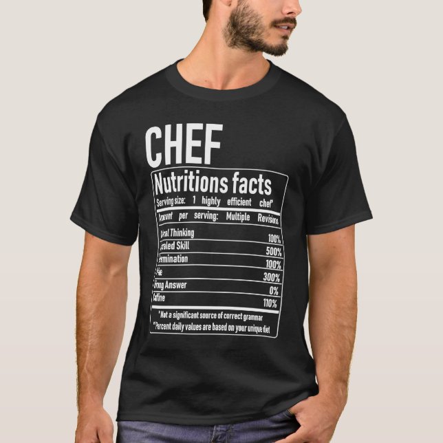 Chef Nutrition Facts  Culinary Cooking Cooker Outf T-Shirt (Vorderseite)