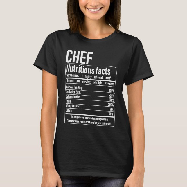 Chef Nutrition Facts  Culinary Cooking Cooker Outf T-Shirt (Vorderseite)