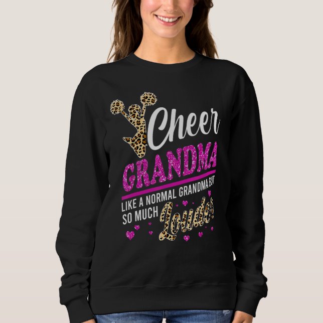 Chef Oma Größte Fan Leopard Print und Pom Po Sweatshirt (Vorderseite)