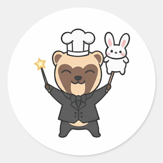 Chef Otter Runder Aufkleber (Vorderseite)
