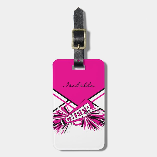 Chef Outfit in Hot Pink, White & Black Gepäckanhänger (Vorderseite vertikal)
