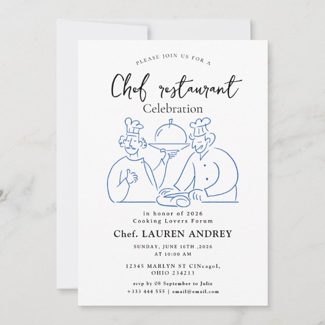 Chef Restaurant Celebration Invitation Einladung (Vorderseite)
