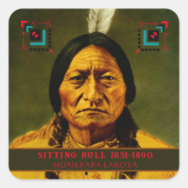 Chef sitzend Bull Stamm Indianerin Lakota Quadratischer Aufkleber