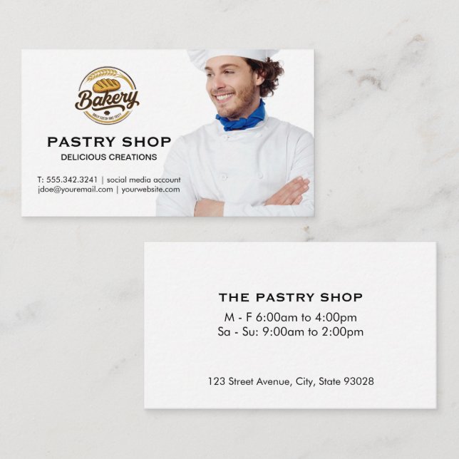 Chef Smiling | Bakery Logo Visitenkarte (Vorne/Hinten)