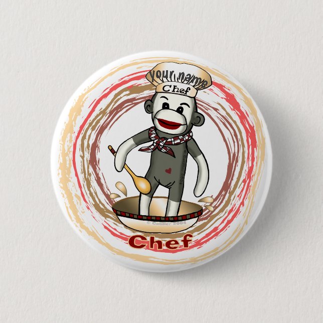 Chef-Sockenaffe Pin-Taste Button (Vorderseite)