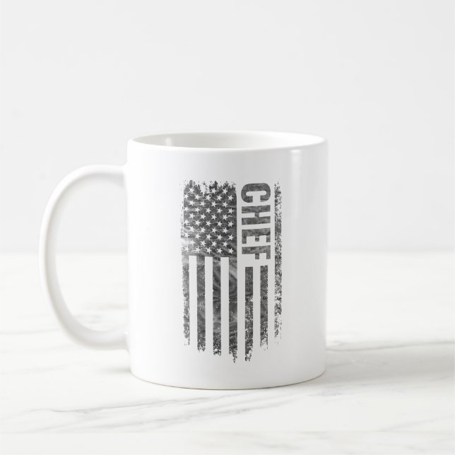 Chef USA Flag abgenutztes Design Kaffeetasse (Links)