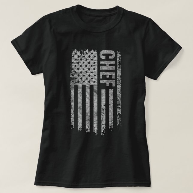 Chef USA Flag abgenutztes Design T-Shirt (Design vorne)