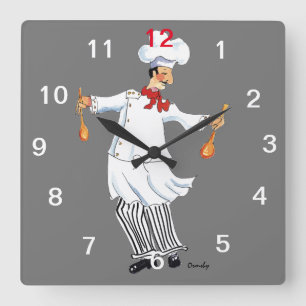 Chef Wall Clock Quadratische Wanduhr