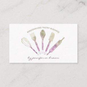 Chef-Werkzeuge Glitter roségold Gebäck-Logo Visitenkarte