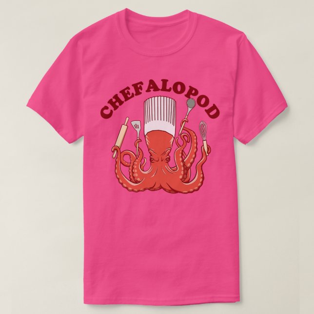 Chefalopod Octopus Kitchen Koch T-Shirt (Design vorne)