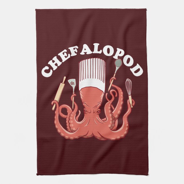 Chefalopod | Octopus Koch Funny Pun Geschirrtuch (Vertikal)