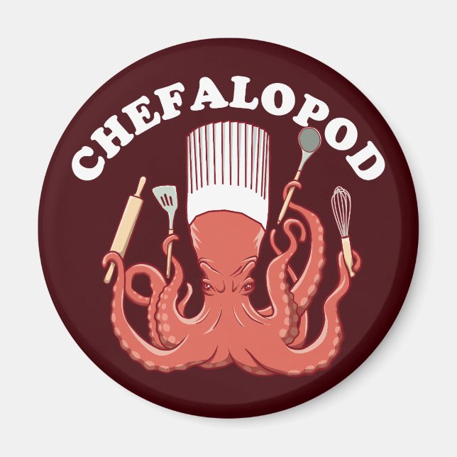 Chefalopod | Octopus Koch Funny Pun Magnet (Vorne)