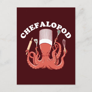 Chefalopod   Octopus Koch Funny Pun Postkarte