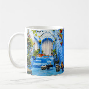 Chefchaouen Blue City Marokko Malerei Bohemisch Kaffeetasse