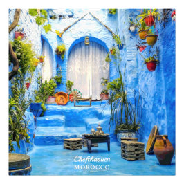 Chefchaouen Blue City Marokko Ölgemälde Boho Fotodruck