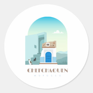 Chefchaouen city morocco Skyline Runder Aufkleber
