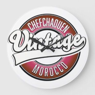 Chefchaouen Marokko Vintage-Logo Große Wanduhr