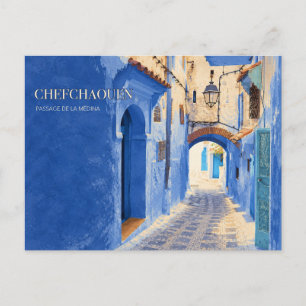 Chefchaouen Medina Bogen Vintage Reise Kunst Postkarte