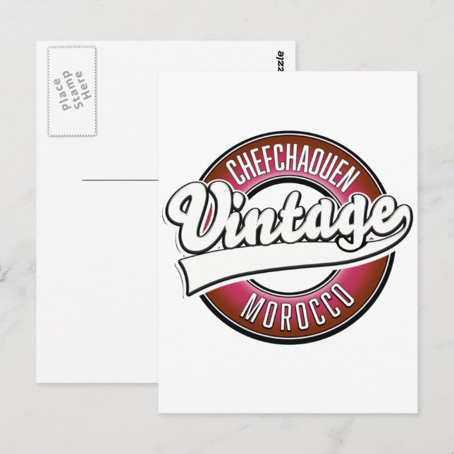 Chefchaouen morocco Vintages Logo Postkarte (Vorne/Hinten)