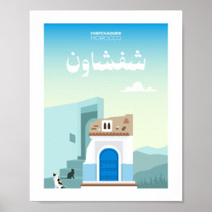 Chefchaouen Stadt Marokko Illustration Poster