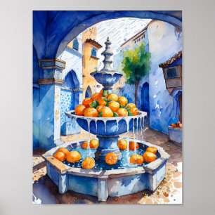 Chefchaoul Marokko Orange Fountain Poster