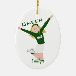 Chefin Blonde Green & White Keramik Ornament