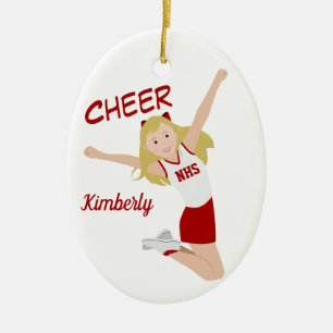 Chefin Blonde Red & White Keramik Ornament