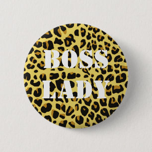 Chefin Leopardendruck Knopf Button