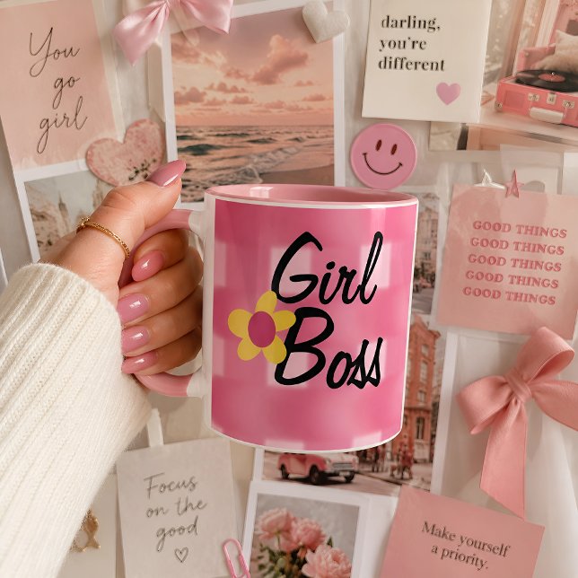 Chefin rosa Karo-Design  Tasse (Von Creator hochgeladen)