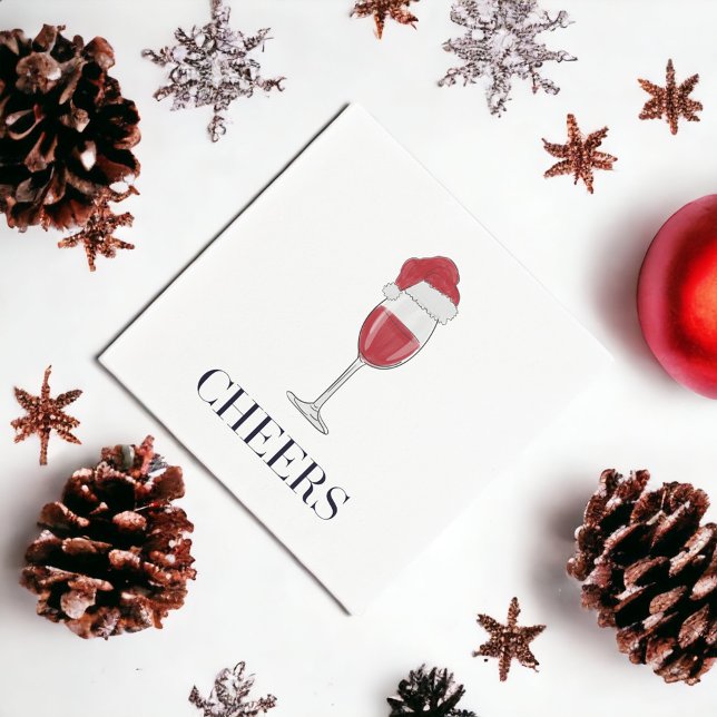 Chefin Weihnachtsmannmütze Wine Holiday Party Serviette (Von Creator hochgeladen)