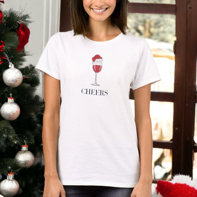Chefin Weihnachtsmannmütze Wine Holiday Party T-Shirt (Von Creator hochgeladen)