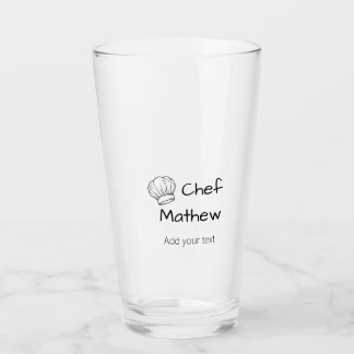 Chefkoch fügt Namenstext Männer Küche Bäckerei hin Glas