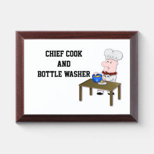 Chefkoch und Fläschchen Washer, Cartoon Zeichnend Awardplakette